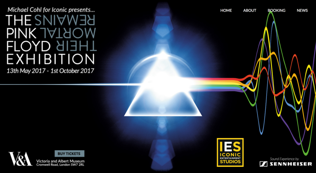 Screen Shot of Pink Floyd's exhibition website